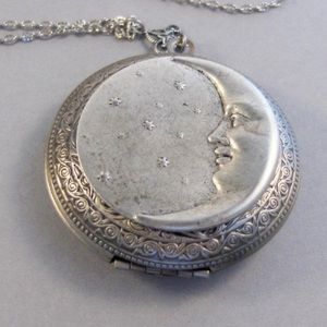 Moon Locket Necklace Goddess Pendant Night Goddess Luna Vintage summer festival